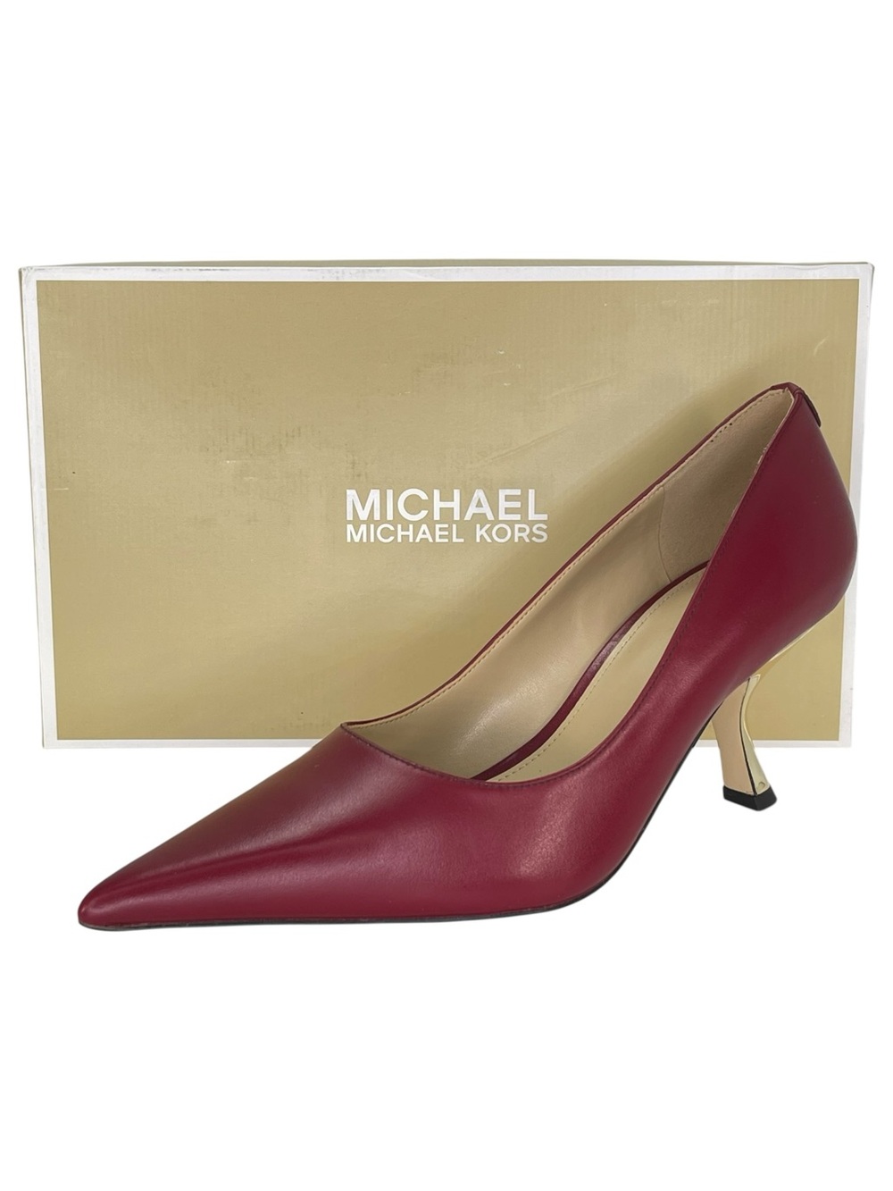 Michael Kors Luna Dark Red Leather Womens Heels Size 8M - Picture 11 of 11